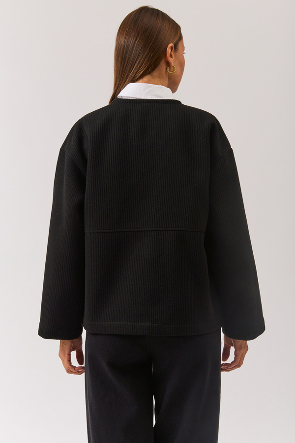 V Neck Double Breasted Jacket Black - 7