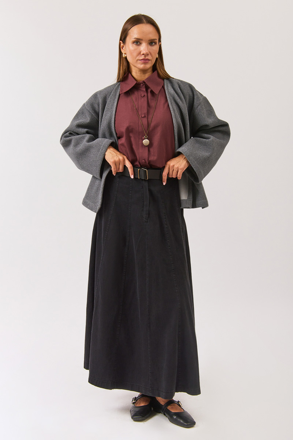 V Neck Double Breasted Jacket Grey - 9