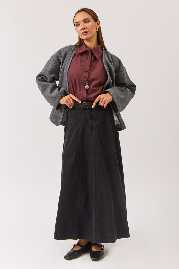 V Neck Double Breasted Jacket Grey - 10