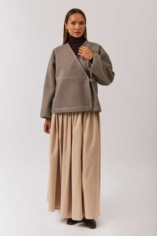 V Neck Double Breasted Jacket Mink - 5