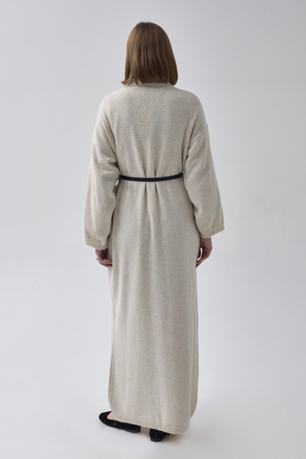 V-Neck Knit Dress Stone - 6