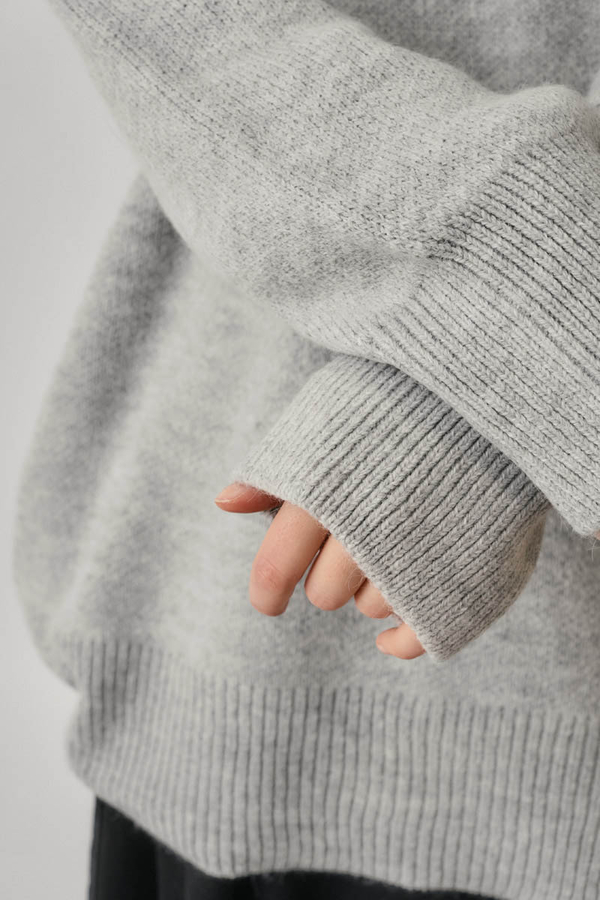 V-Neck Knit Sweater Light Grey - 4