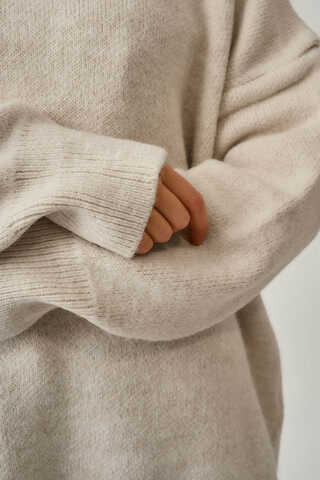 V-Neck Knit Sweater Stone - 4
