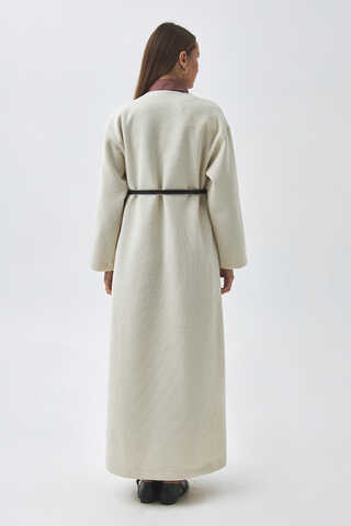 ChatGPT:  V Neck Textured Stripe Dress Ecru - 8