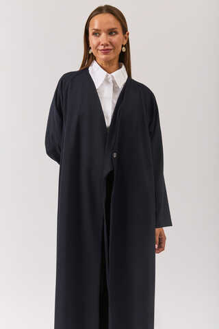 V Neck Tie Detail Abaya Dark Navy - 7