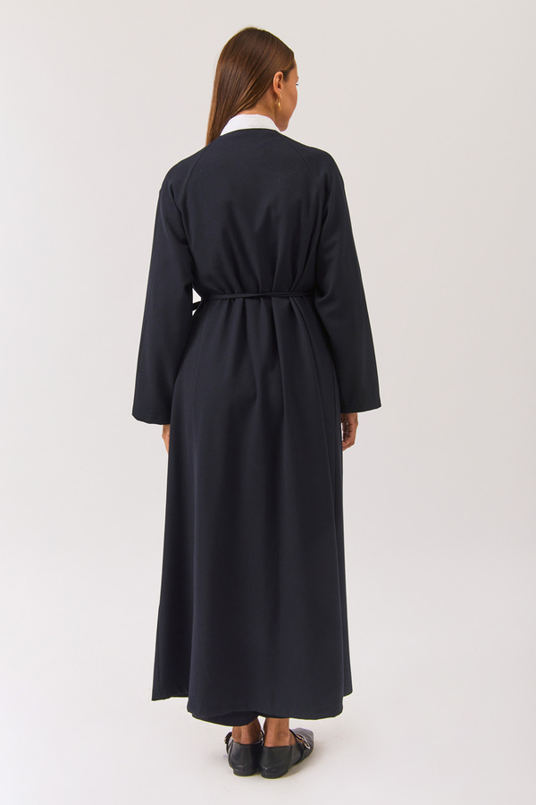 V Neck Tie Detail Abaya Dark Navy - 12