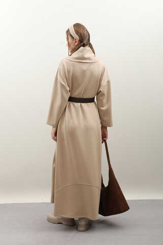 V Şal Yaka Modal Elbise Taş - 16