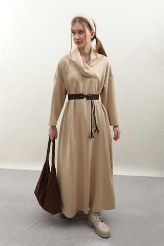 V Şal Yaka Modal Elbise Taş - 9