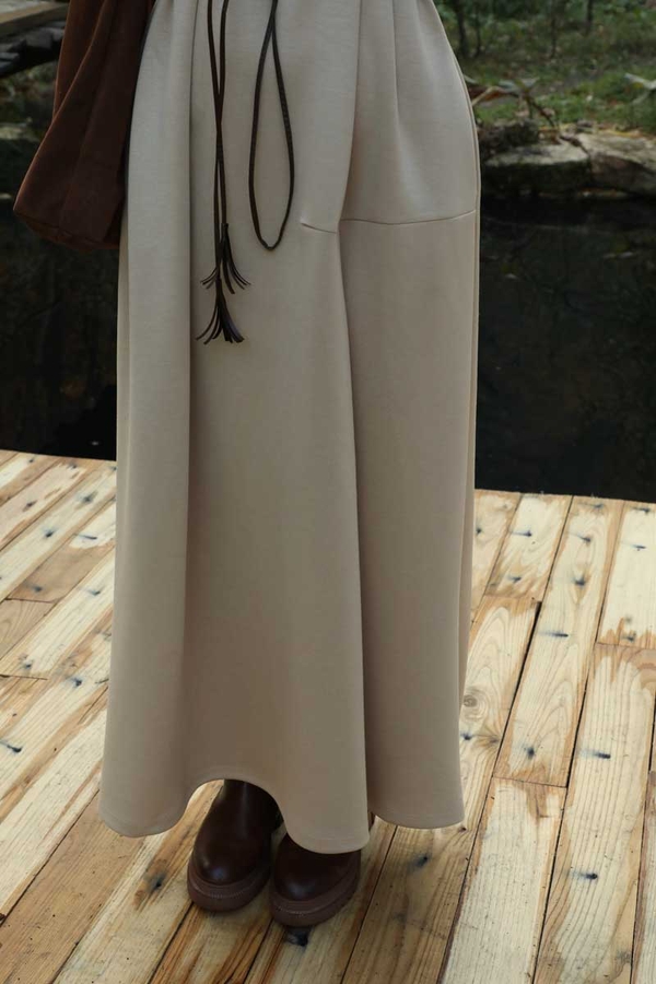 V Şal Yaka Modal Elbise Taş - 5