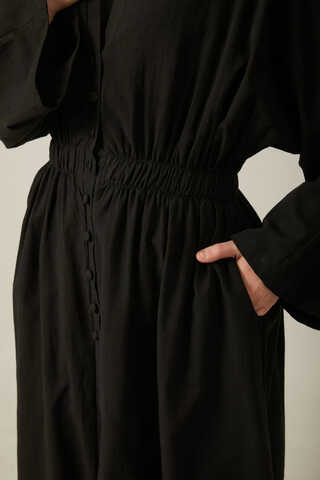 V Yaka Abaya Siyah - 7