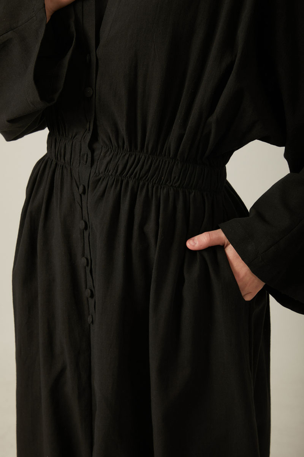 V Yaka Abaya Siyah - 7