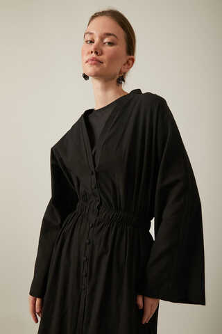 V Yaka Abaya Siyah - 8
