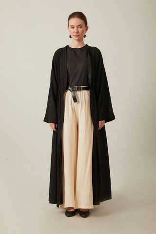 V Yaka Abaya Siyah - 9