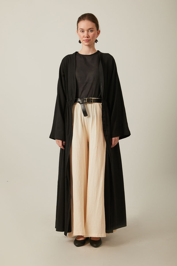 V Yaka Abaya Siyah - 9