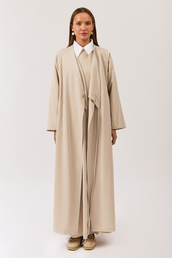 V Yaka Bağlamalı Abaya Taş 