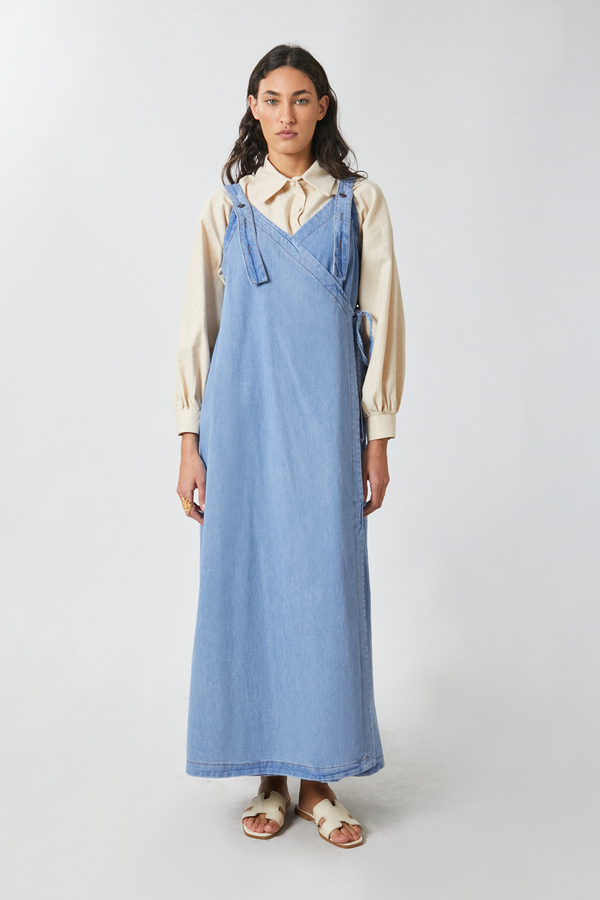 V Yaka Bağlamalı Jile Açık Mavi - 1