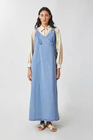 V Yaka Bağlamalı Jile Açık Mavi - 1