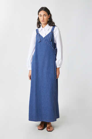 V Yaka Bağlamalı Jile Koyu Mavi - 2