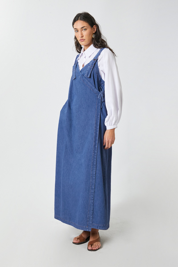 V Yaka Bağlamalı Jile Koyu Mavi - 3