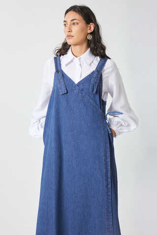 V Yaka Bağlamalı Jile Koyu Mavi - 1