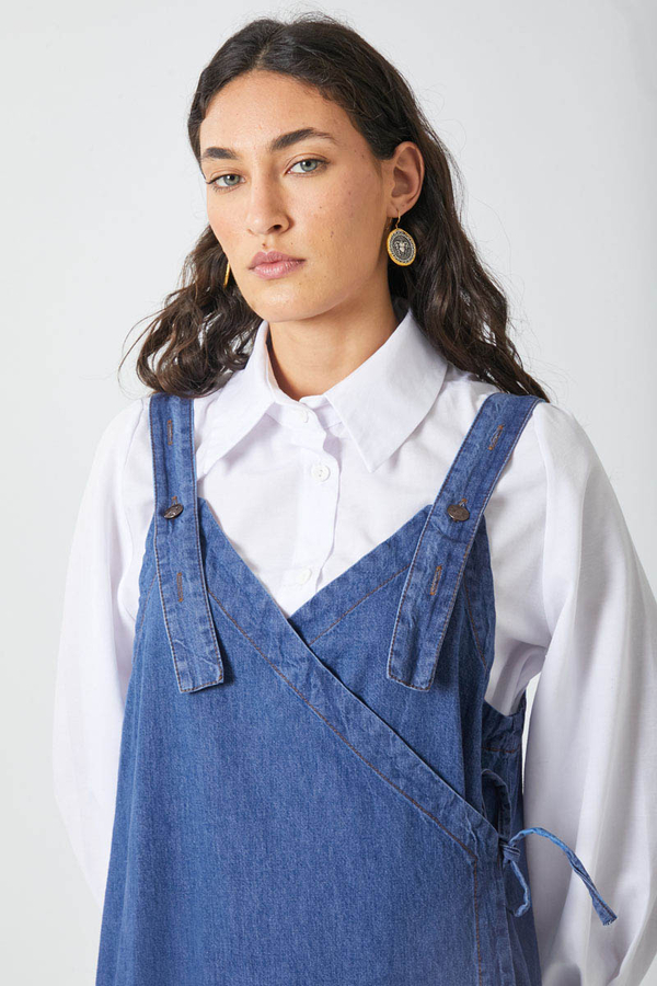 V Yaka Bağlamalı Jile Koyu Mavi - 7