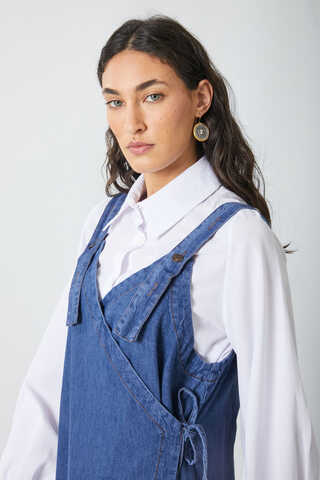 V Yaka Bağlamalı Jile Koyu Mavi - 9