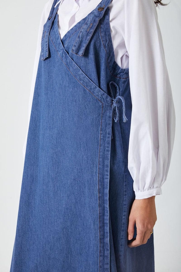 V Yaka Bağlamalı Jile Koyu Mavi - 5