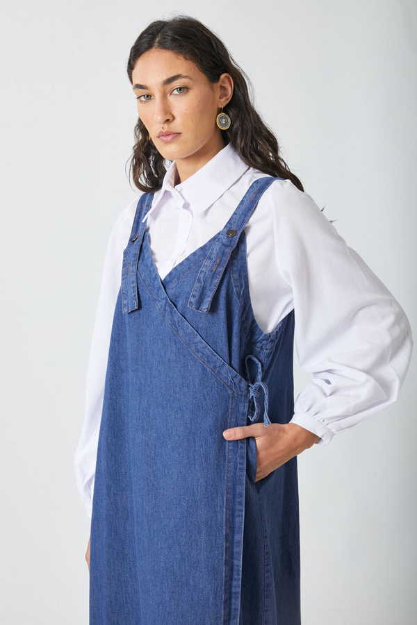 V Yaka Bağlamalı Jile Koyu Mavi - 6