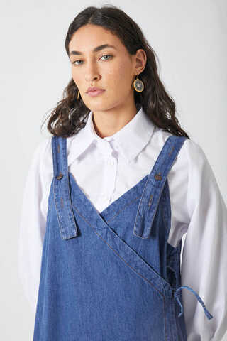 V Yaka Bağlamalı Jile Koyu Mavi - 7