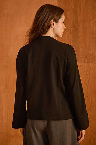 V Yaka Basic Tişört Siyah - 6