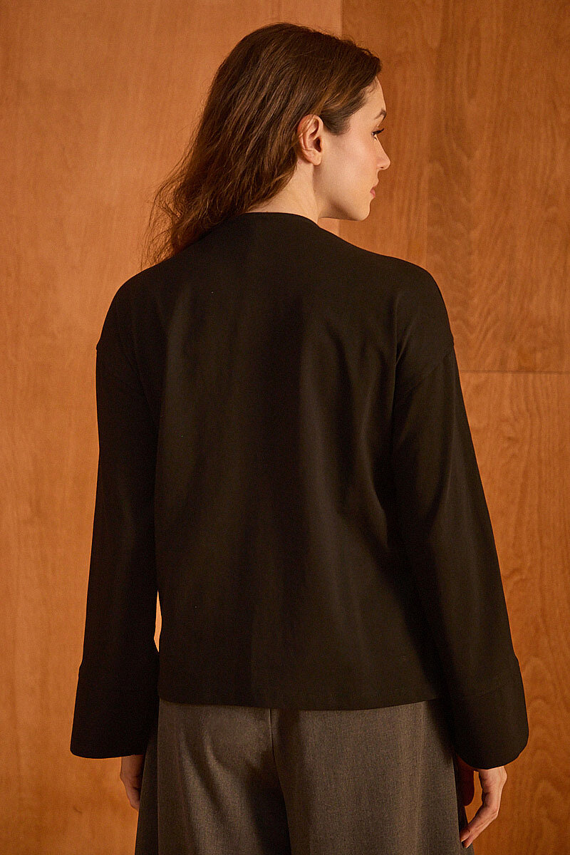 V Yaka Basic Tişört Siyah - 6