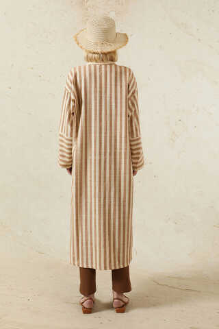 V Yaka Keten Tunik Taba - 6