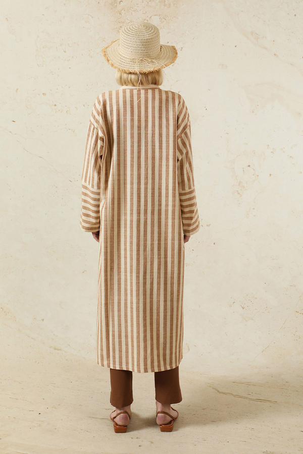 V Yaka Keten Tunik Taba - 6