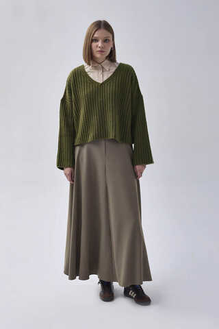 V Yaka Crop Kazak Haki - 2