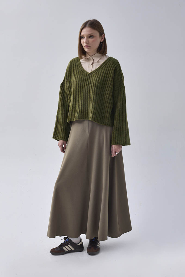 V Yaka Crop Kazak Haki - 3