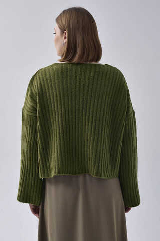 V Yaka Crop Kazak Haki - 12