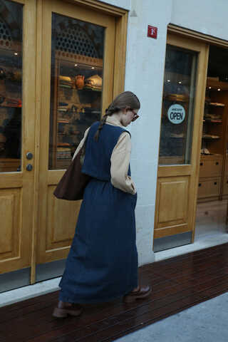 V Yaka Denim Yelek Mavi - 6