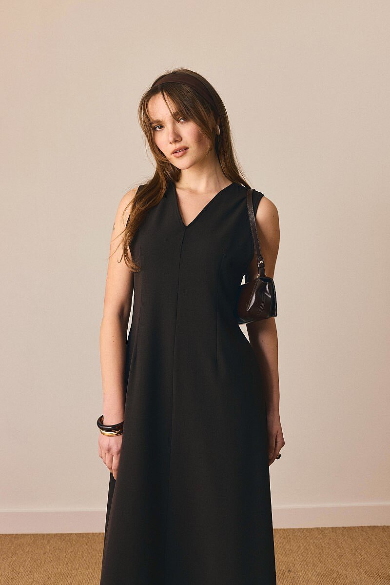 V Yaka Klasik Jile Kahverengi - 1