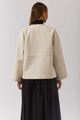 V Yaka Kruvaze Ceket Ekru - 9