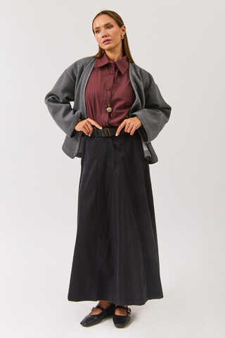 V Yaka Kruvaze Ceket Gri - 10