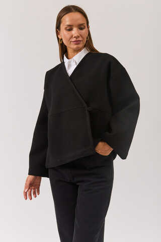 V Yaka Kruvaze Ceket Siyah - 6