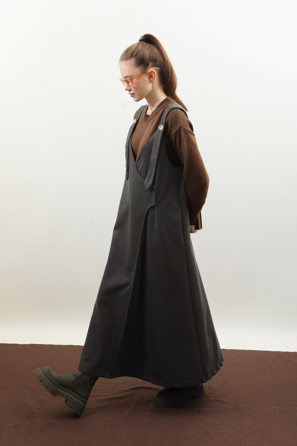 V Yaka Kruvaze Jile Koyu Yeşil - 4