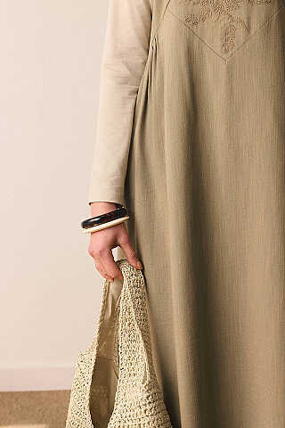 V Yaka Nakışlı Jile Haki - 3