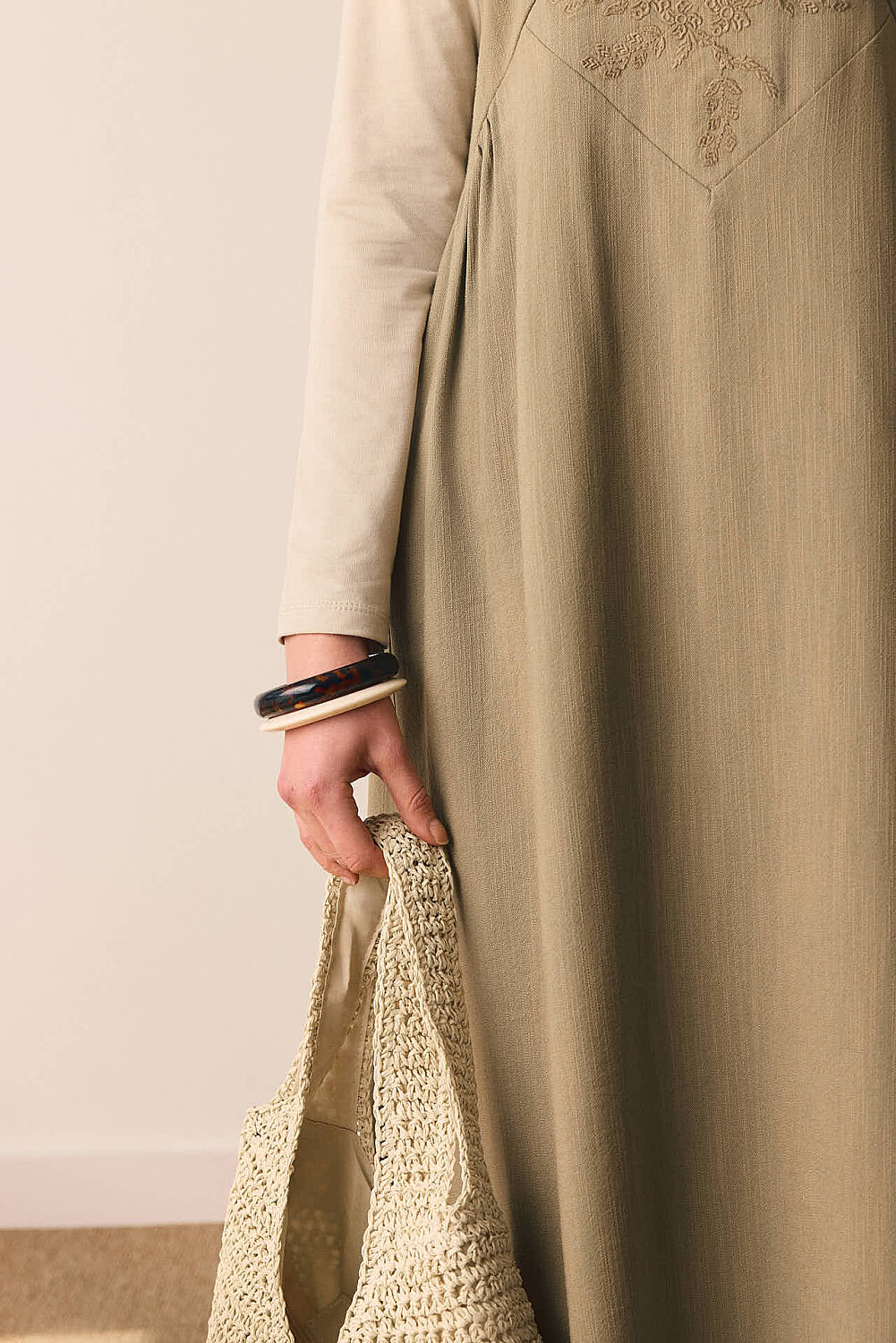 V Yaka Nakışlı Jile Haki - 3