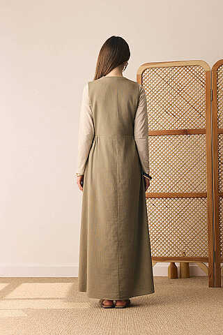 V Yaka Nakışlı Jile Haki - 5