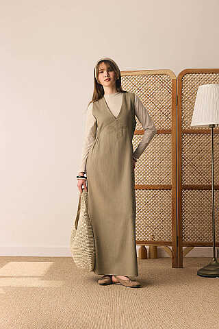 V Yaka Nakışlı Jile Haki - 6