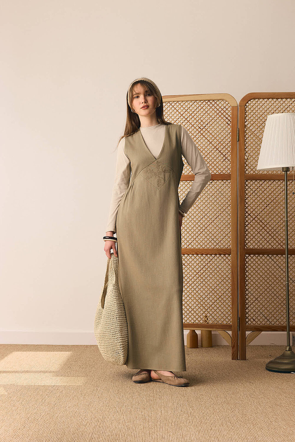 V Yaka Nakışlı Jile Haki - 6