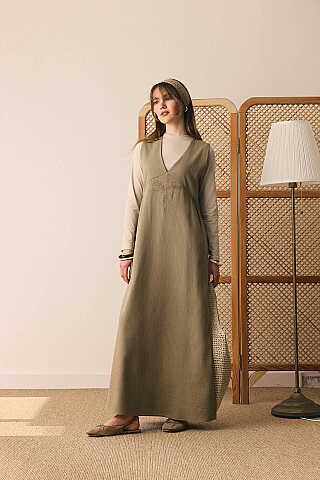 V Yaka Nakışlı Jile Haki - 7