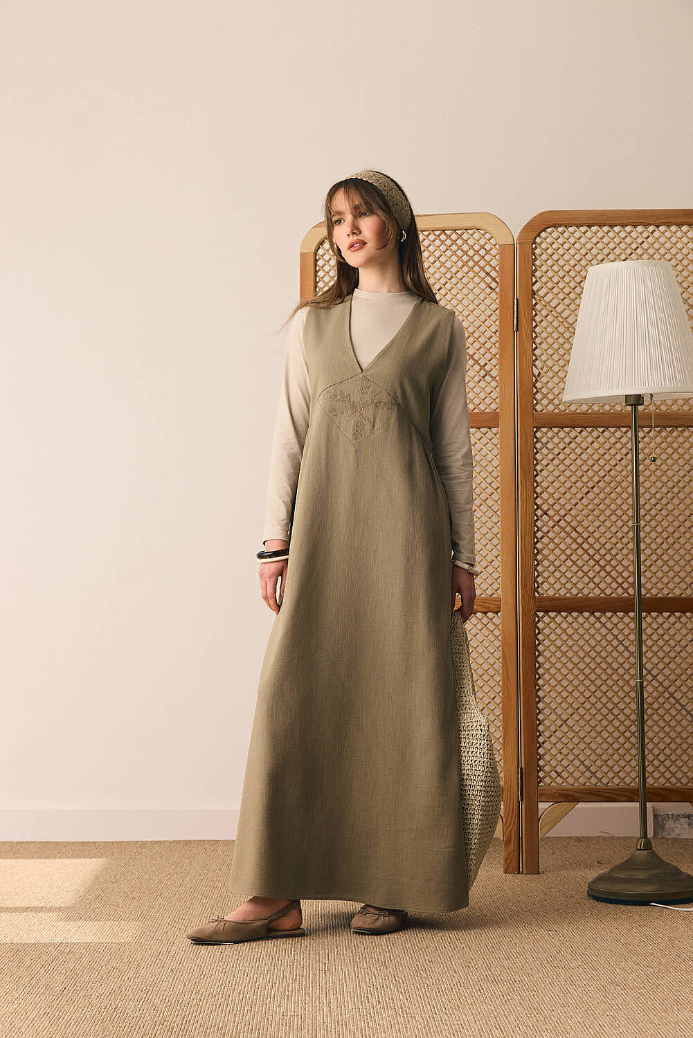 V Yaka Nakışlı Jile Haki - 7