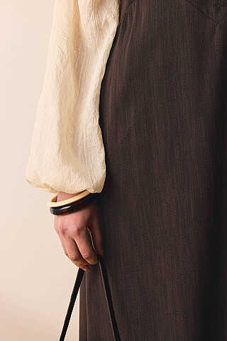 V Yaka Nakışlı Jile Kahverengi - 6